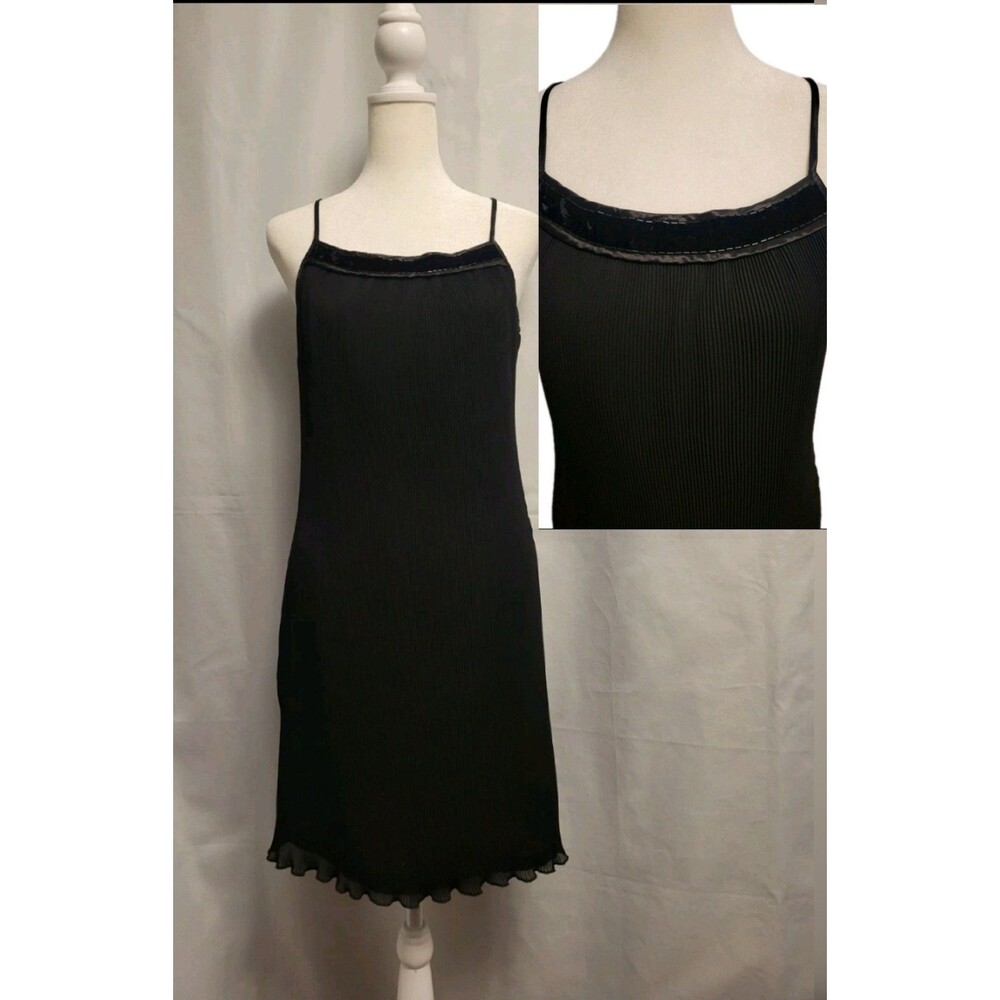 Vintage 90s Little Black Dress Size *6 Accordion Overlay Knee Length Whimsigoth